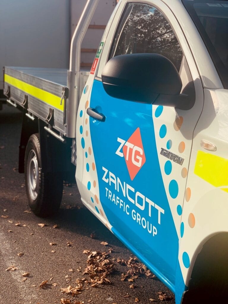 new fleet vehicle graphics at Zancott Traffic Group